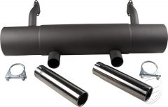 Exhaust, Sport, with two polished, straight tail pipes in Carrera style for Porsche 356 B/C