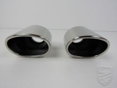 Tail pipe kit, left+right, stainless steel, polished for Porsche 993