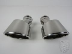 Tail pipe kit, left+right, stainless steel, polished for Porsche 993 4S