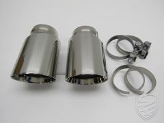 Tail pipe kit, left+right, Stainless Steel for Porsche 997 GT2 