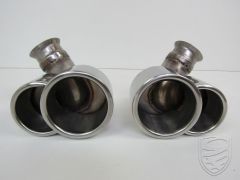 Tail pipe kit "turbo look", left+right, stainless steel for Porsche 996 Mk1