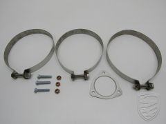Kit de montage avec 3 colliers, 1 joint, boulons et écrous pour silencieux d'échappement pour Porsche 911 '76-'89