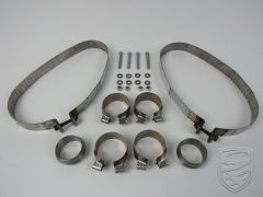 Kit de montage pour silencieux avec colliers de serrage, bandes métalliques, écrous et boulons pour Porsche 993