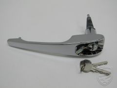 Door handle with lock cylinder and key, OE quality, chrome, left for Porsche 911 912 '68-'69