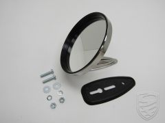Door mirror with frame and rubber gasket, chrome, left=right for Porsche 911 '68-'71