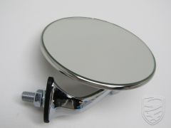 Door mirror, round, flat glass, 4", Lucas style, stainless steel, wing or door mounting, right for Porsche 356 911F 912