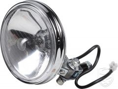 Verstraler Type Hella 118, chroom, met helder glas, met 12 V lamp, Ø 130 mm, met E-keuring