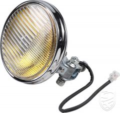 Fog Light, left(right chrome, with yellow glass, type Hella 118, with bulb, with e-mark