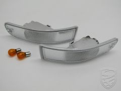 Turn signal light set, front, left+right, crystal, with E-mark for Porsche 993