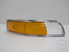 Turn signal light lens, front, EU, chrome rim, orange/white, right for Porsche 911 '69-'73
