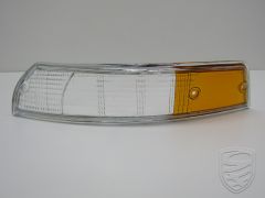 Turn signal light lens, front, EU, chrome rim, white/yellow, left, with E-mark