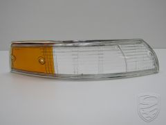 Turn signal light lens, front, EU, chrome rim, white/yellow, right, with E-mark