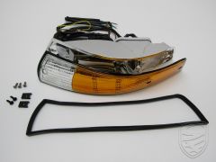 Turn signal light with black rim, complete with metal housing, front, left for Porsche 911 '72-'73