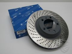 Brake disc SEBRO, ventilated, perforated, front axle, left for Porsche 997 Turbo