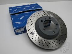 Brake disc SEBRO, ventilated, perforated, front axle, right, for Porsche 997 Turbo