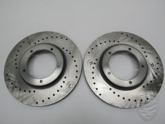 Set 2x Brake disc, front axle, perforated, for Porsche 911 '63-'83 914/6 944