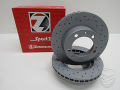 Set 2x brake disc (Ø 298 x 28mm), ventilated, perforated, front, left+right for Porsche 964 C2/C4