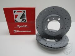 Set 2x brake disc (Ø298x24 mm), ventilated, perforated, ZIMMERMANN Sport, front axle for Porsche 986 Boxster